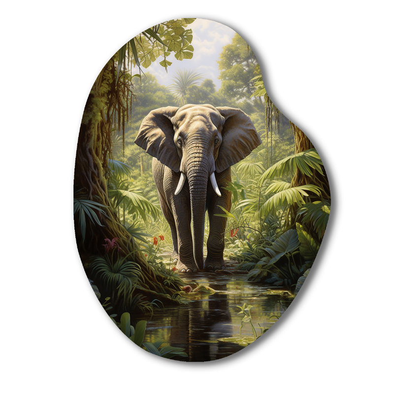 Hoyt - Éléphant en forme de poire, art mural asymétrique en métal, H 30 po x l 22 po