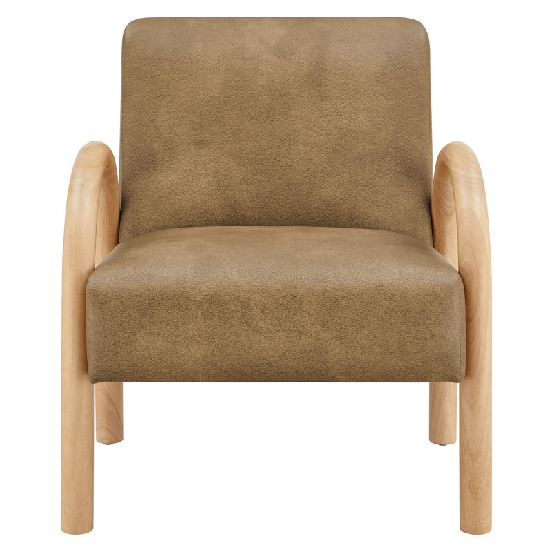 Chaise d'appoint rembourrée en similicuir Lunet, Grillé, Naturel / naturel