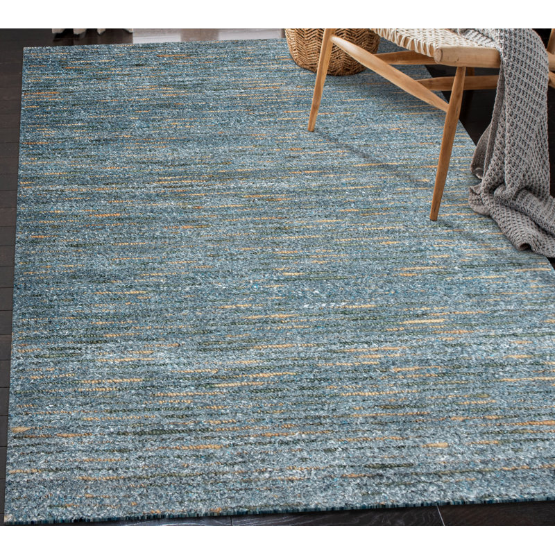 Tapis ivoire tissé à la main Tsamis, Rectangle 5 pi x 7 pi, Océan/ naturel