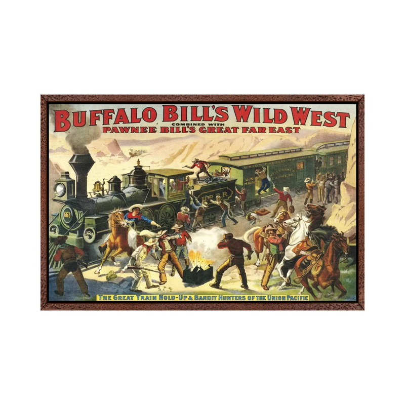 1907 Buffalo Bill's Wild West Show - Print on Canvas, Classic Brown Wood Framed, 66.04 cm H x 45.72 cm W