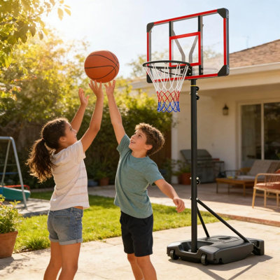 Basketball Hoop with 33" Shatterproof PC Backboard – 4.9-10FT Stepless Adjustable, Portable for Backyard