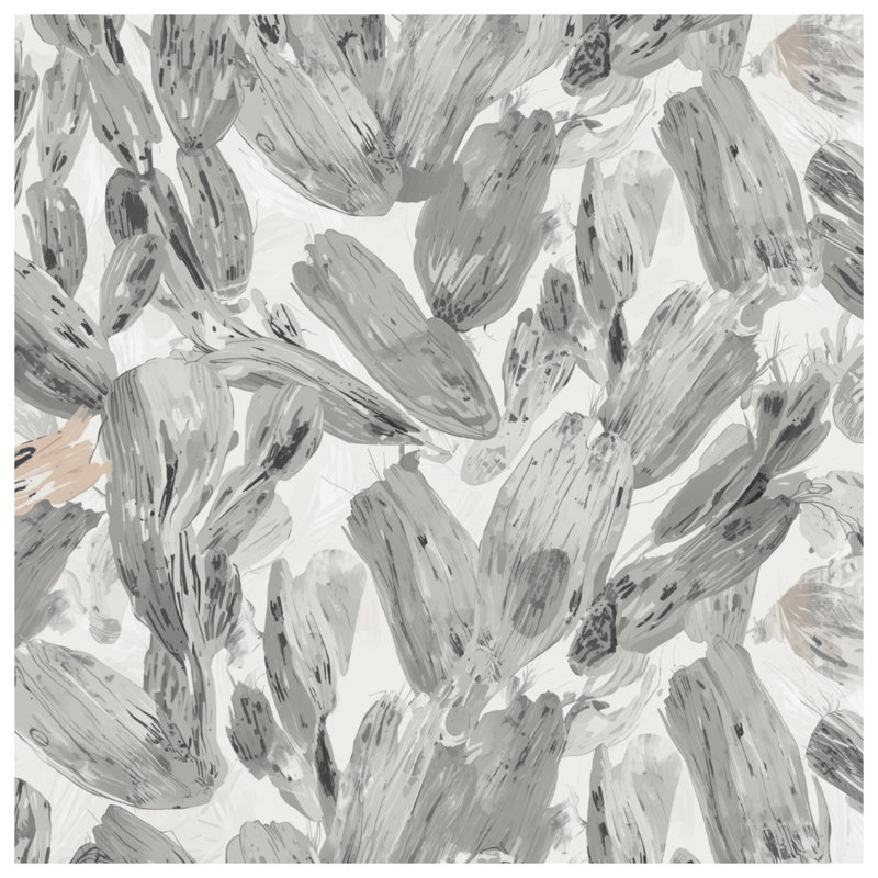 Tapis de bain monochrome à motif de cactus, L 24 po x L 17 po