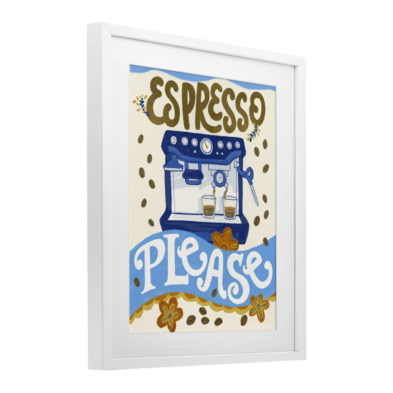Haricot espresso «Veuillez fantaisiste», reproduction encadrée sous verre, conception de Connie Summers, H 21 po x l 17 po