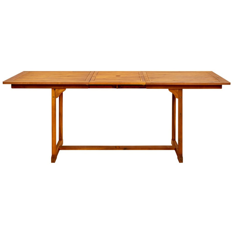 Stewart Rectangular Acacia Extendable Outdoor Dining Table With Umbrella Hole , cm W cm D, 75cm H x 200cm W x 100cm D