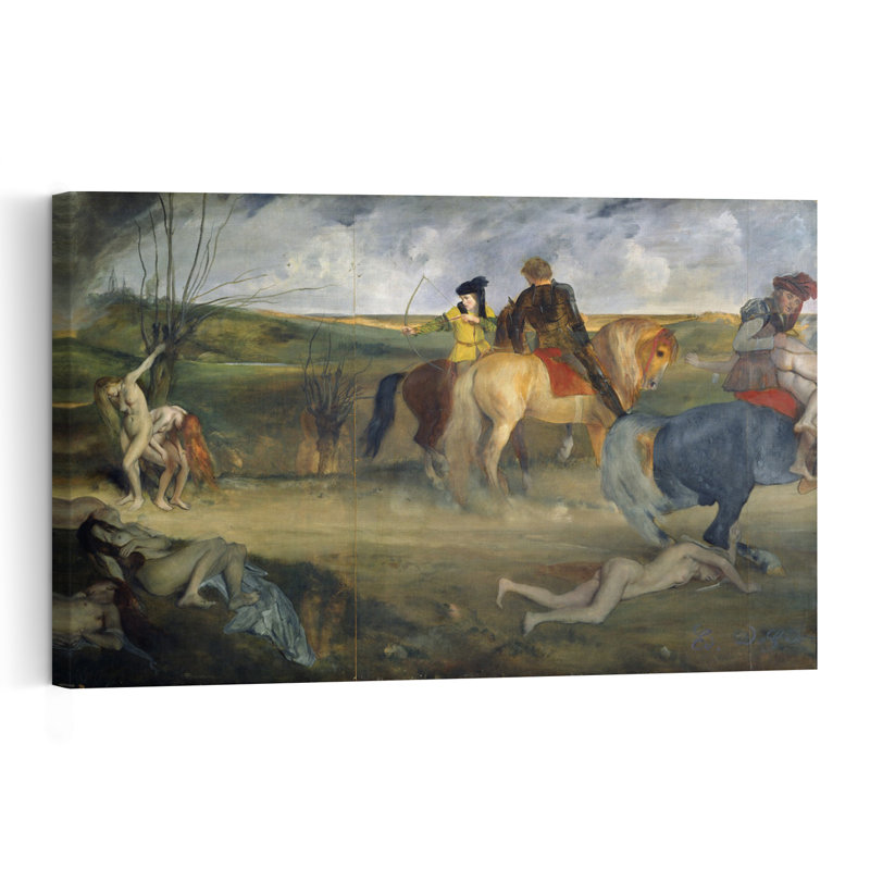 Scene Of War In The Middle Ages, C.1865 Abstract Contemporary Horse Wall Art Print by Edgar Degas - Wrapped Canvas Print
