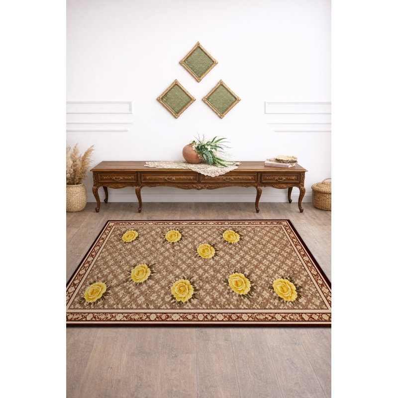 Tapis jaune tissé à envers lavable Mosso, 2'6" x 9'10"