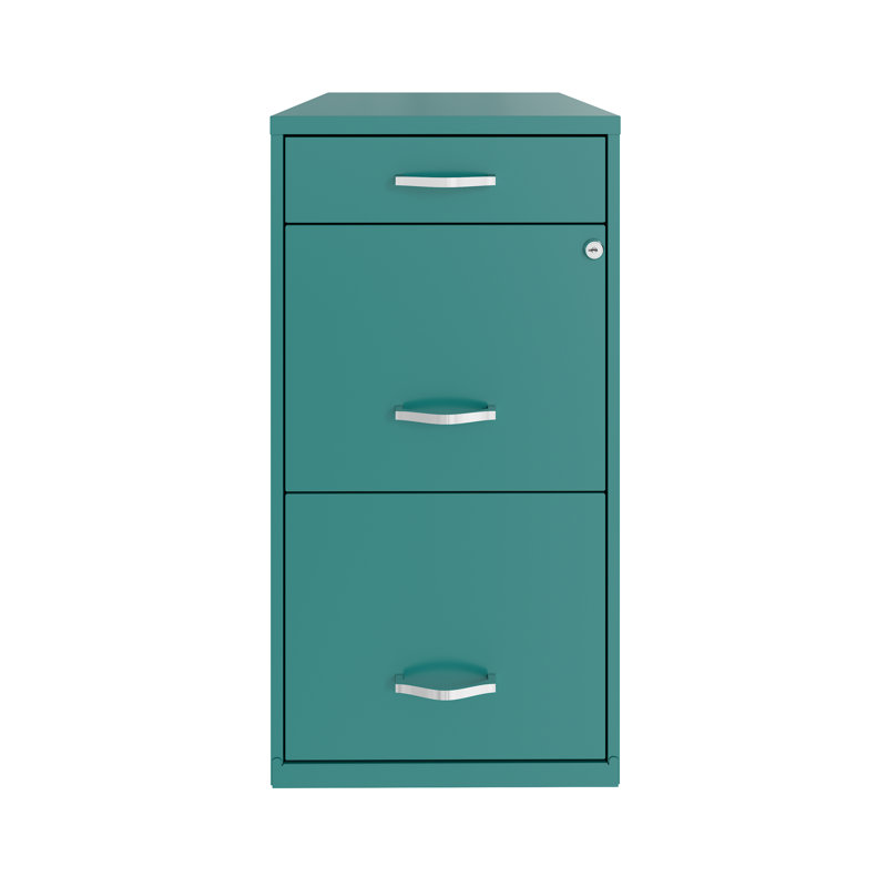 Maegan 3 Drawer Letter Width Vertical Home and Small Office Premiere File Cabinet with Pencil Drawer, Teal