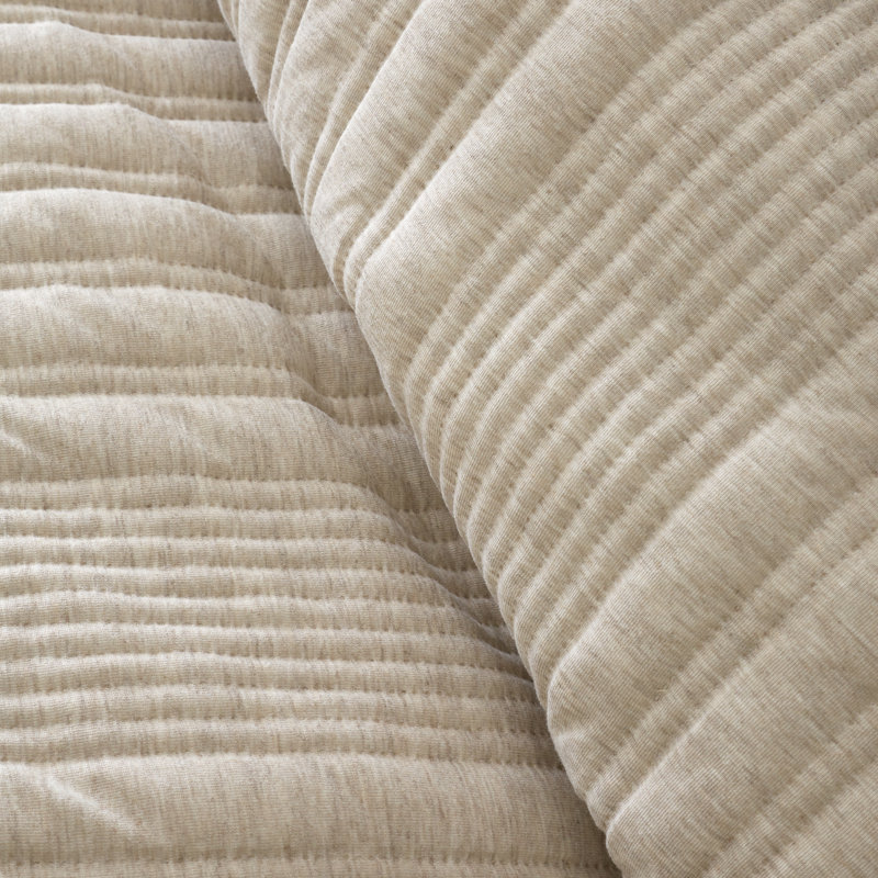 Tamba Jersey Stripe Double Duvet Cover Set with Pillowcases, Single Duvet Cover + 1 Standard Pillowcase, Beige