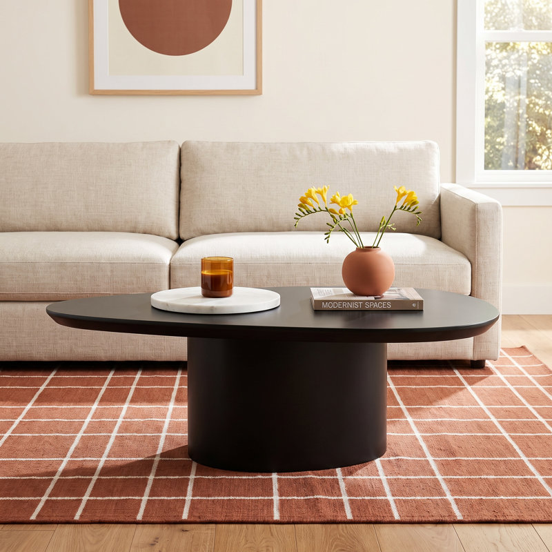 Poetica Solid Wood Top Single Coffee Table, Black Lacquer