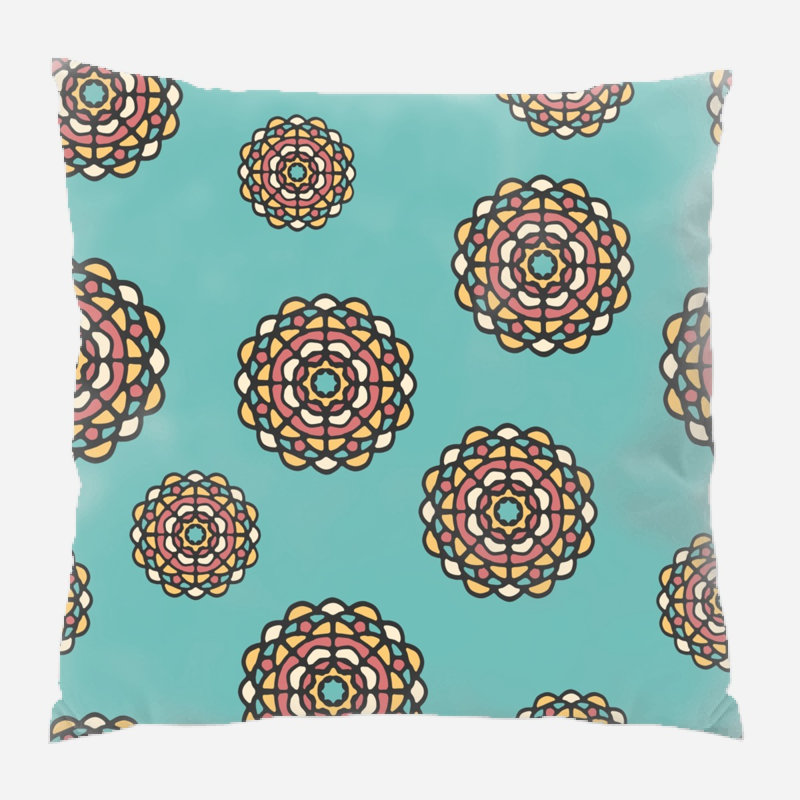 Coussin décoratif circulaire Dinkins, Bleu, Intérieur