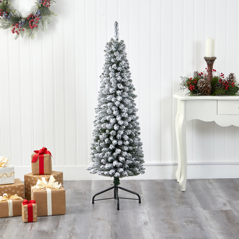 Arbre de Noël artificiel pin floqué, H 5 pi