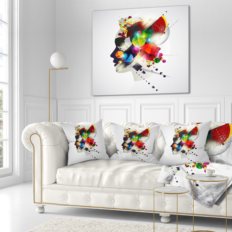  Coussin abstrait femme, 18 po x 18 po, Coussin décoratif