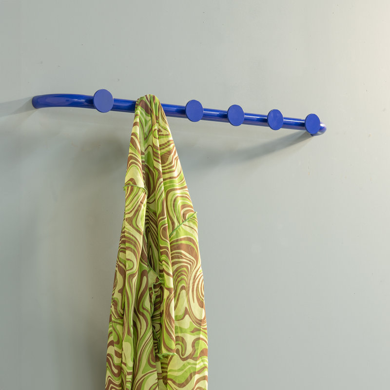 Retro Steel Wall 6 - Hook Coat Rack, Blue