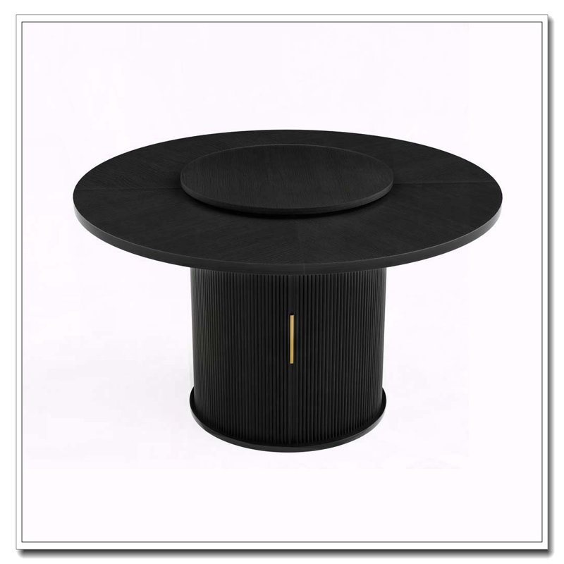 Table de salle à manger 55 po avec plateau tournant double et support de rangement double 55 po, Black