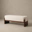Banc rembourré en bois de manguier avec coussin encastré et pieds à lattes Hidemi