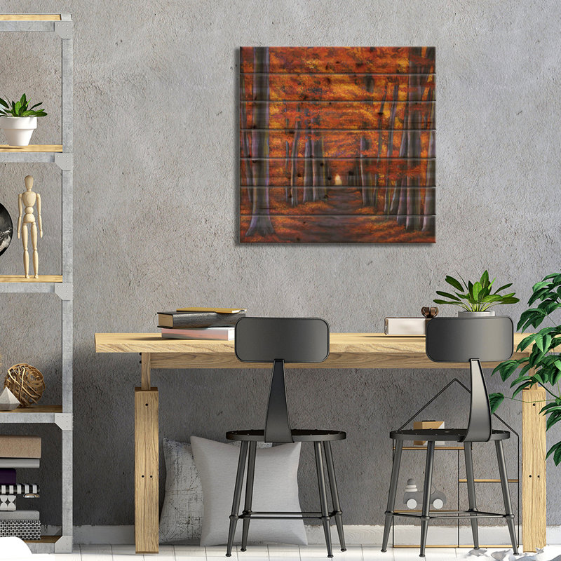 Autumn Path Scenic Wood Pallet Art Print