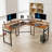 Israa L-Shaped Metal Base Computer Desk with Power Outlet-1709013477