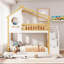 Lit superposé simple au-dessus de simple pour chambre d'enfant, en bois massif avec rangement et garde-corps, blanc classique