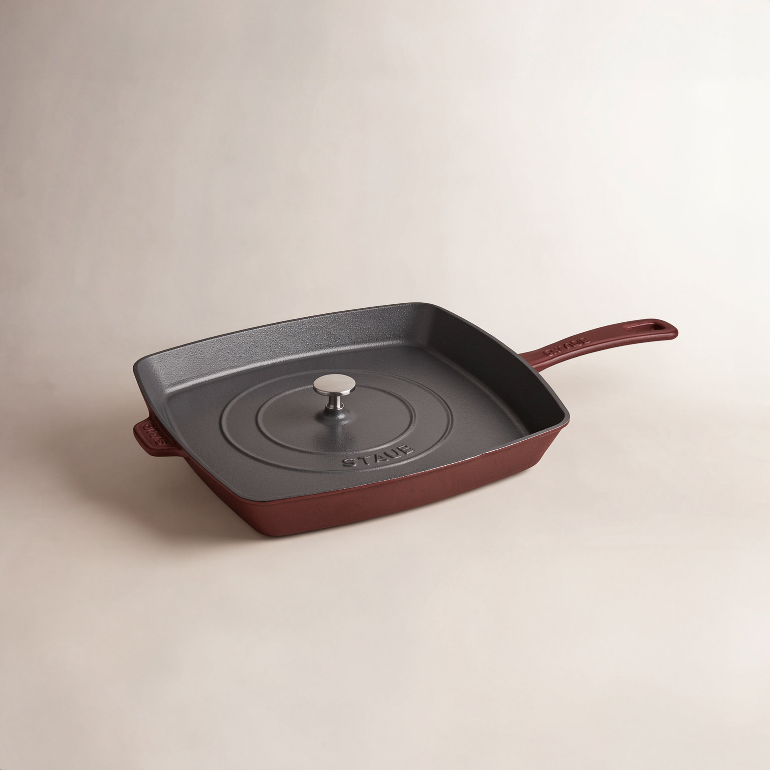 Staub Cast Iron Square Grill Pan, Grenadine