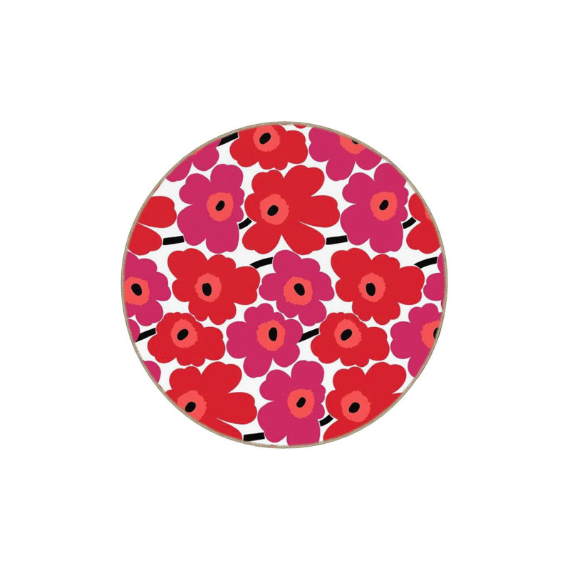 Tapis rouge lavable à la machine à motif floral rouge, Sous-tapis rectangulaire 2 pi 6 po x 4 pi 11 po