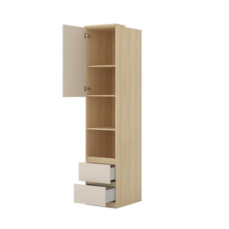Biannca 215cm H x 45cm W Composite Bookcase, Oak Lindberg/Beige