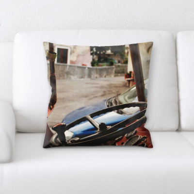 Steering Wheel Microsuede Reversible Throw Pillow