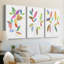 Color Pop Leaves II - Toile tendue avec châssis sur mesure - 3 pièces