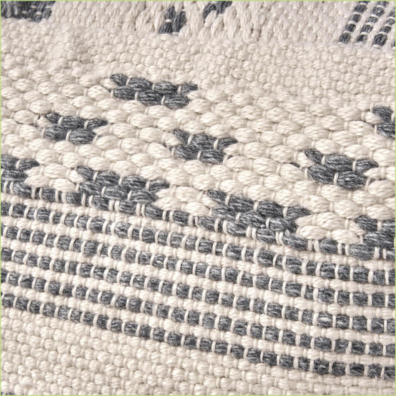 Pouf, 26x26 Inch Faux Yarn Large for Living/Bedroom, Ivory Grey | Ivory Grey | Fabric