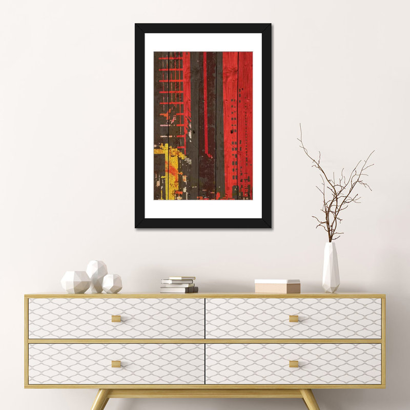 «Red Building II», impression sur toile tendue, H 24 po x l 16 po x P 1 po, Papier d'art encadré noir, Blanc