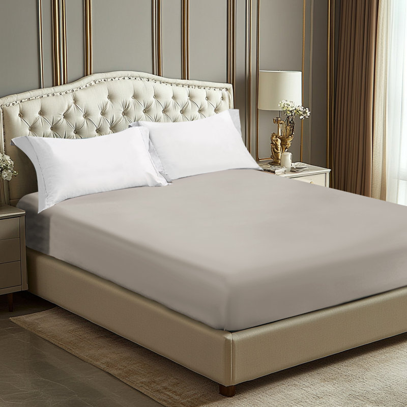 Solayne Deep Pocket Fitted Sheet Only 100% Long Staple Cotton Breathable Bottom Sheet Fits Up To 14" Deep Mattress, Line Gray