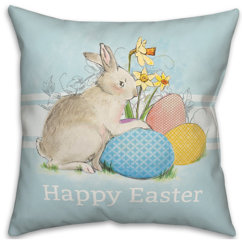 Hippity Hoppity Throw Pillow, 14" x 14"