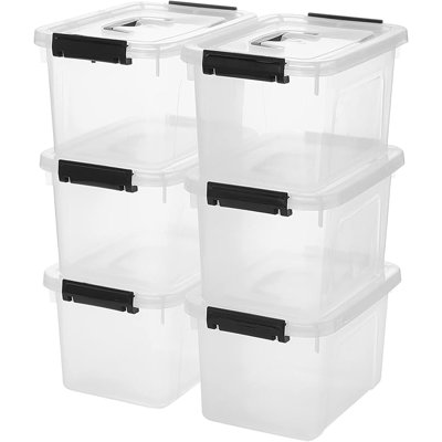Boîte de verrouillage, paquet de 12, bacs de rangement empilables avec couvercles, plastique transparent