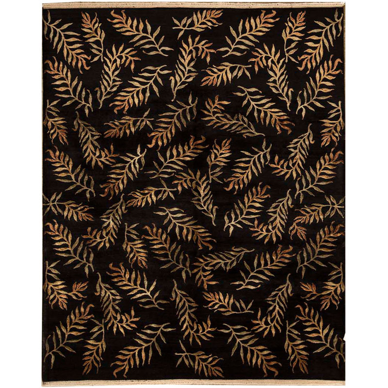 Tapis noir et brun de haute qualité noué à la main