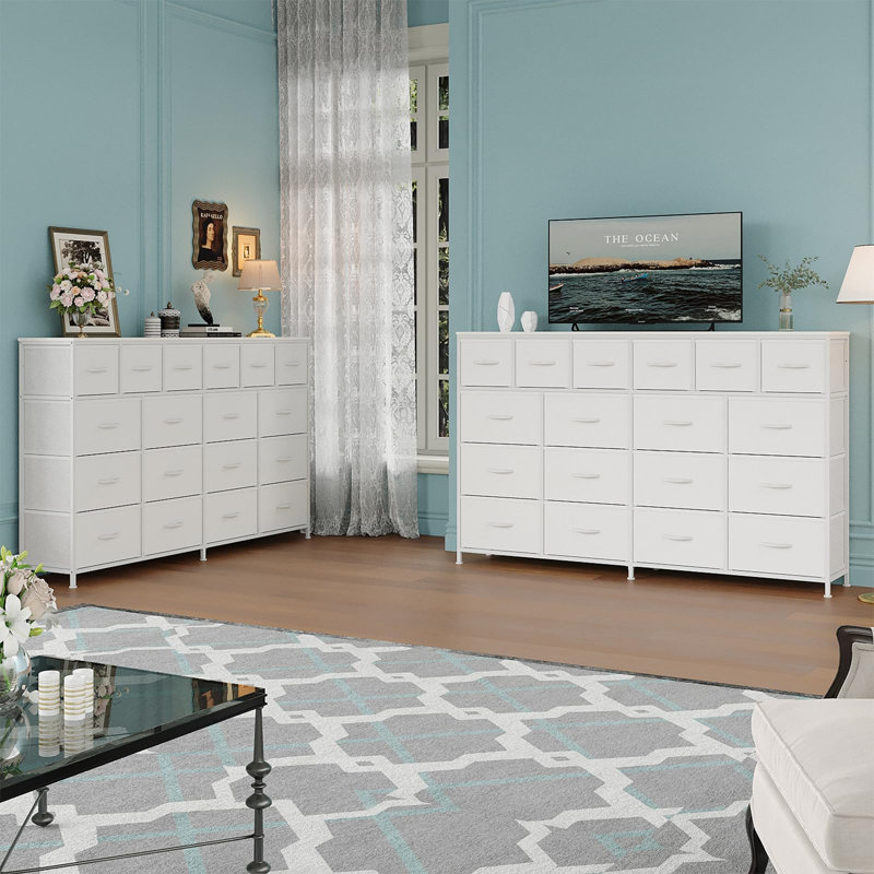 160cm W 18 - Drawer Chest of Drawers, White