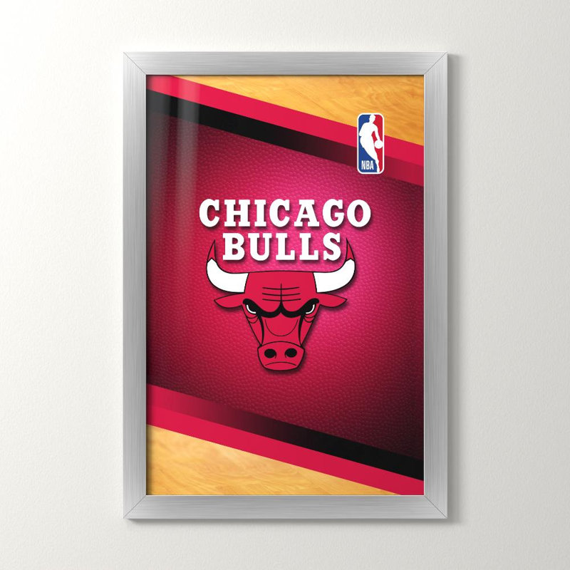 Décoration murale des Bulls de Chicago (NBA), H 36 po x l 24 po, Acrylique encadré, Argent