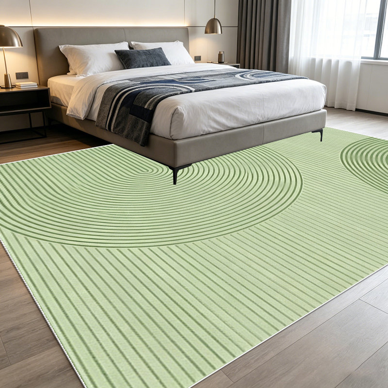 1PC Sage Green Minimalist Geometric Striped Arc Pattern area rugs for Living Room, Soft, All seasons, Easy-maintain, Washable Indoor mat, Farmhouse suitable for entryway, bedroom, dining room, home office, patio, porch, Home Decor, Outdoor Decor.