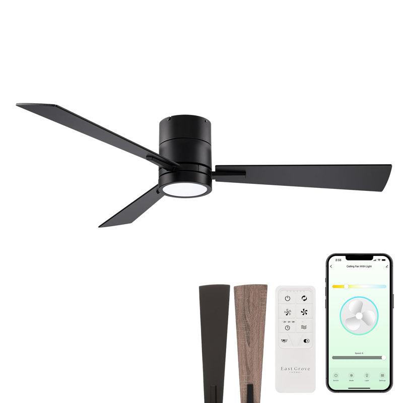Bali Smart 5-Blade 52in Ceiling Fan 2700K-6000K CCT Selectable LED Light Kit with Remote Control and Hardware with Reversible Blades in Weathered Wood or Works With iOS or Android App