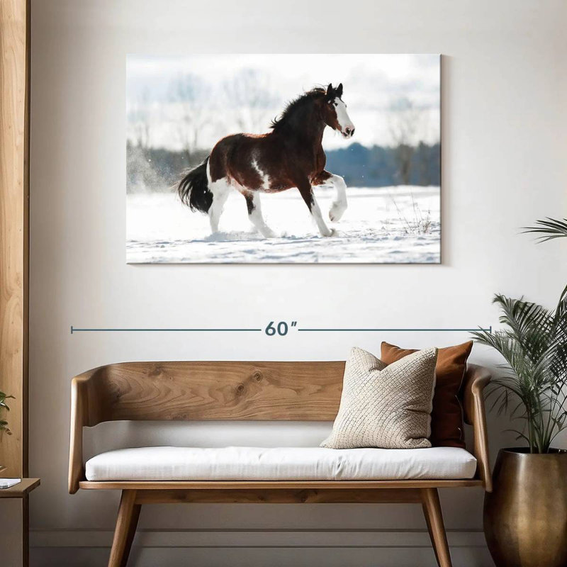 Bramly Clydesdale, cheval en hiver, H 30 po x l 45 po