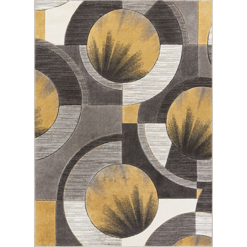 Tapis à motif géométrique, Rectangle 7 pi 10 po x 9 pi 10 po, Or