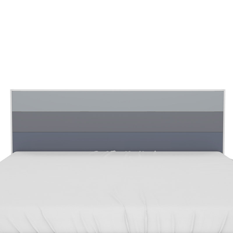 Allyannah Levison Platform Bed With Headboard, King, White/Stone Gray/Cool Gray/Night Owl