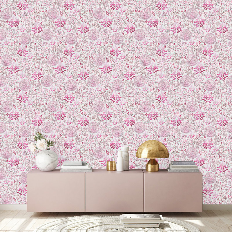 Pink Spring Branches Wallpaper Peel & Stick Vinyl Floral