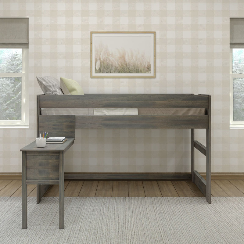 Irma Kids Twin Loft Bed with Desk, Driftwood
