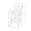 Tabouret de bar, ensemble de 2, pivotant, hauteur de comptoir, cuisine, bois blanc, aspect cuir gris, transitionnel