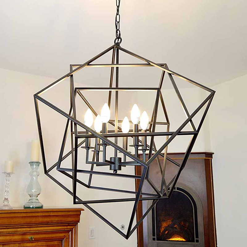 Maylene 6 - Light Dimmable Geometric Chandelier, Black