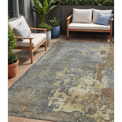 Tapis intérieur lavable abstrait taupe 5 pi x 8 pi