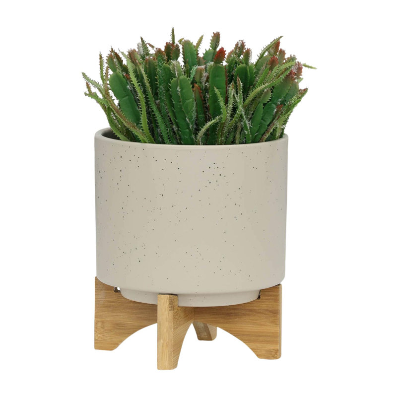 Includes plant rack flower pots, Beige, 9" H x 8" W x 8" D