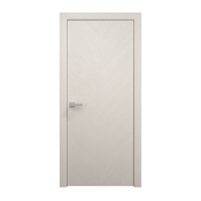 Interior Solid French Door 28 x 96 inches | Ego 5005 Painted White Oak | Single Regular Panel Frame Handle | Bathroom Bedroom Modern Doors