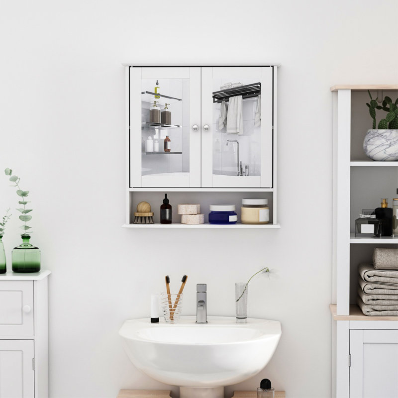 Grasston 560mm W 580mm H Surface Framed Medicine Cabinet Mirror 1 Adjustable