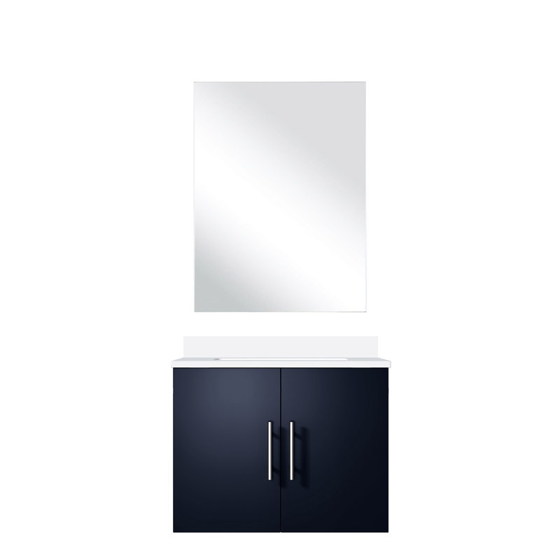 Meuble-lavabo simple 24 po X 22 - Comptoir en quartz blanc, 18 miroirs, fermeture en douceur, dommages avec comptoir et miroir spacieux, style moderne