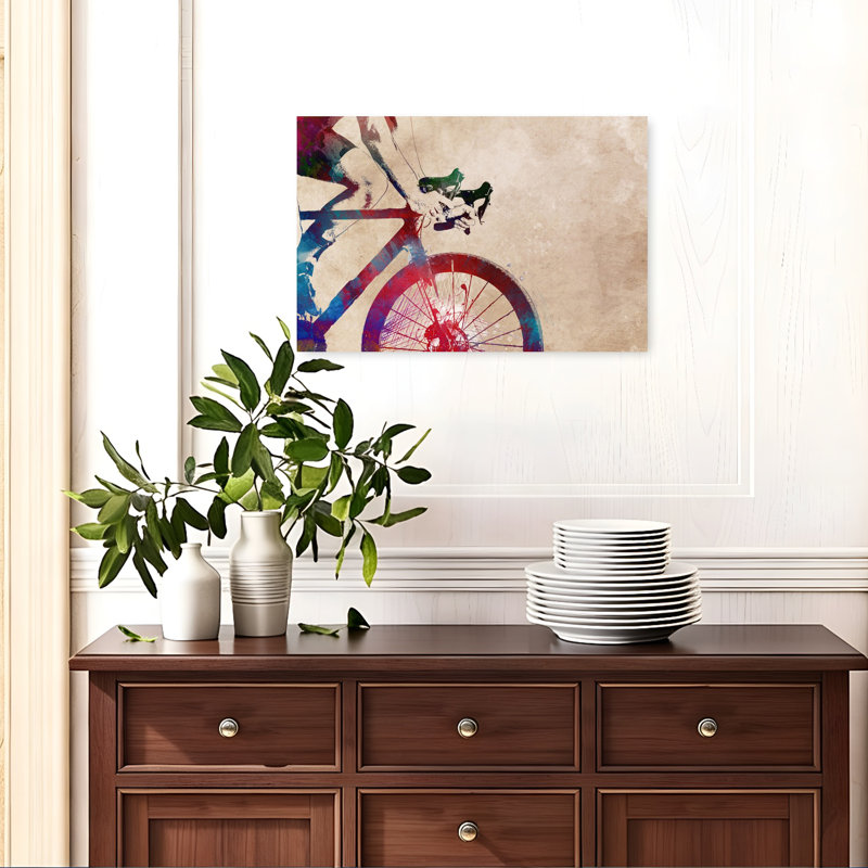 «Vibrant Cycling Motion», art mural contemporain, H 16 po x l 24 po